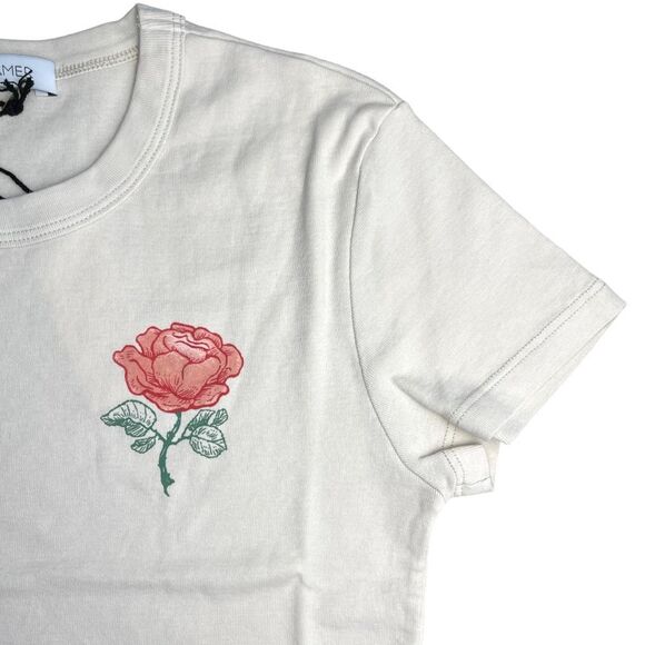 New! Daydreamer Women's Lady Luck Short Sleeve Shrunken Tee Dirty White XS NWT - Picture 5 of 9